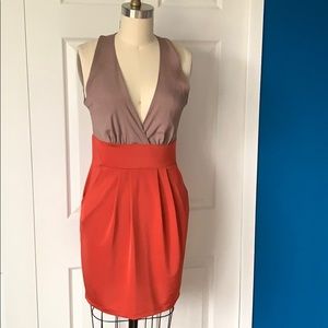 Dress Plunging Neckline, Two-Toned